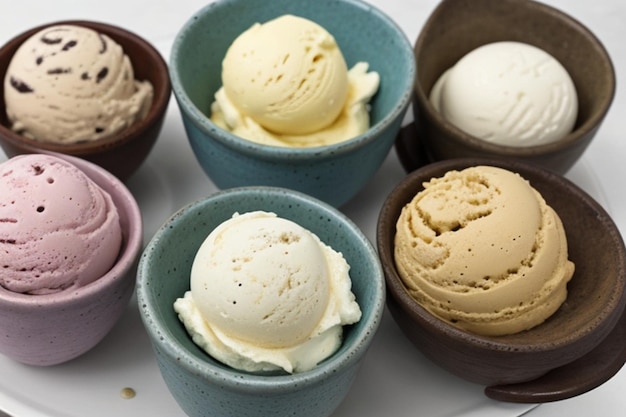 a collection of different colored ice creams are displayed