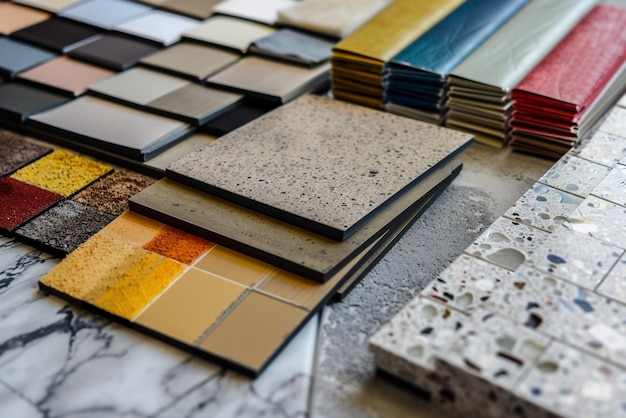 a collection of different colored tiles and a book with the word quot on it