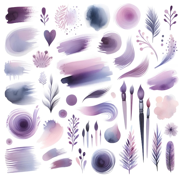 a collection of different designs including purple pink purple and purple flowers