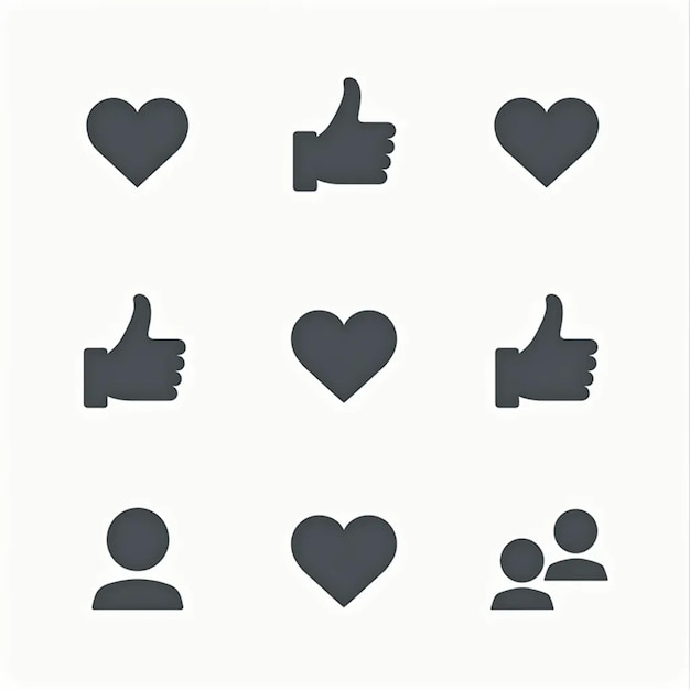 Photo a collection of different icons including one giving a thumbs up