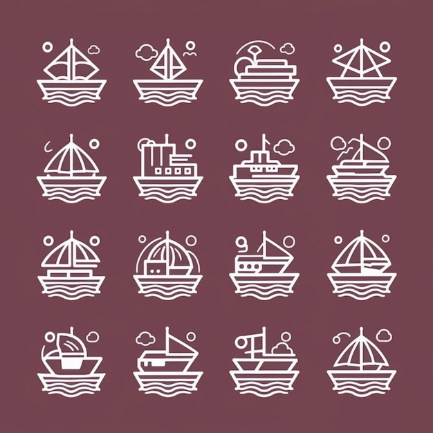 Photo a collection of different illustrations of boats and ships