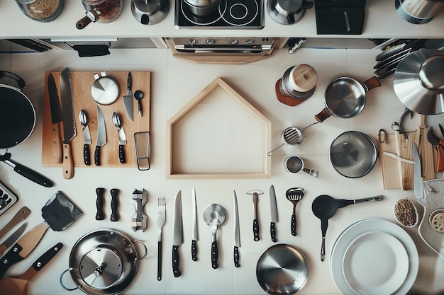 Photo a collection of different kitchen items including a stove oven and stove