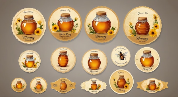 Photo a collection of different types of honey and honey