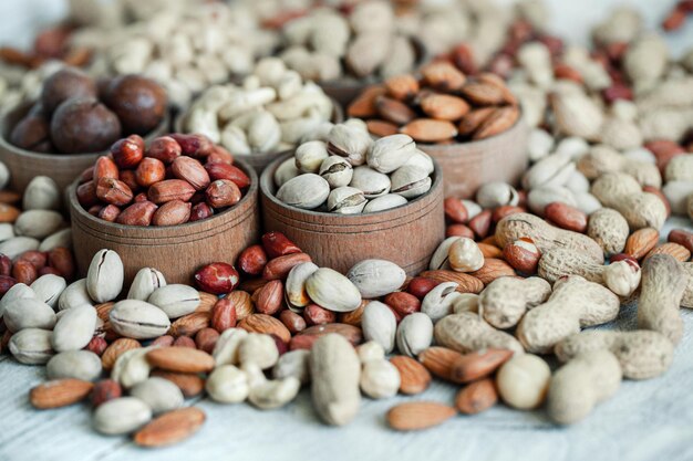 Collection of different varieties of nuts