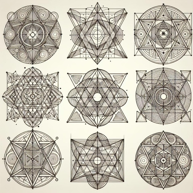 Photo a collection of drawings with the words mandalas on them