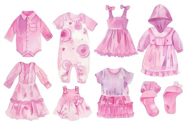 Photo a collection of dresses for childrens clothing including one of the dresses