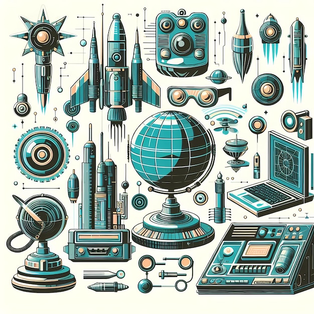 a collection of electronics including one that says quot space quot