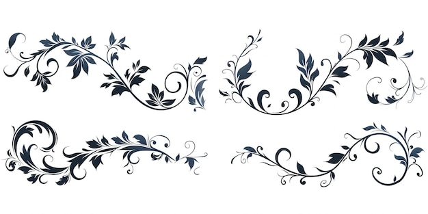 Collection of elegant vintage and simple calligraphy ornaments with swirling designs