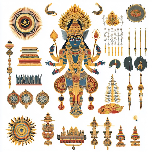 Collection of elements of the Hindu god Chandra