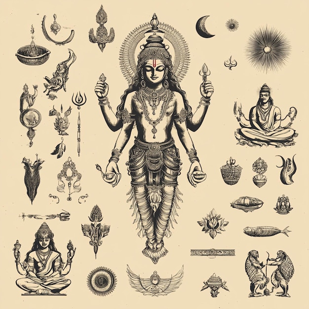 Photo collection of elements of the hindu god chandra