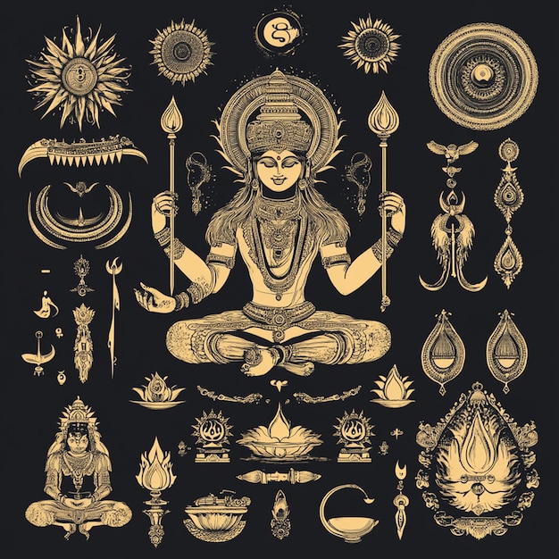 Photo collection of elements of the hindu god chandra