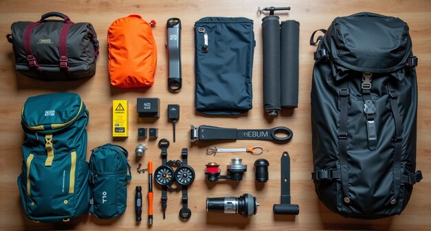 a collection of equipment including a yellow item a yellow item a yellow book and a yellow item