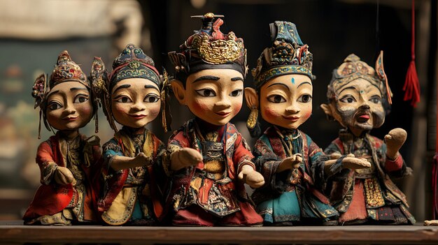 Photo a collection of figurines with a crown on their head