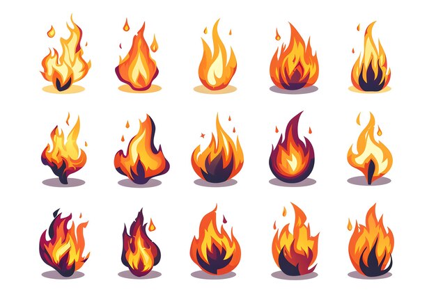 Photo collection of fire icons ai generative