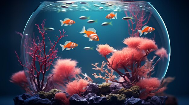 The collection of fish in the deep sea appears as if it is inside an aquarium due to the sheer beaut