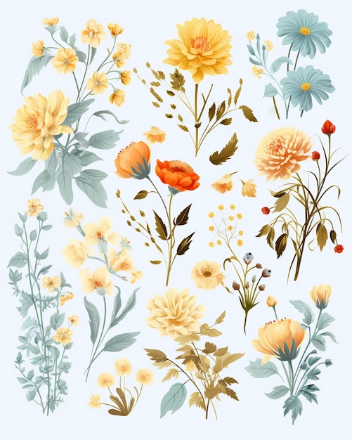 Collection of Floral Flower Graphic Vector