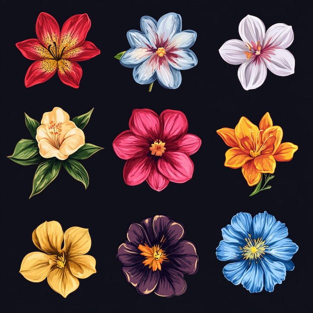 Photo collection of flower elements