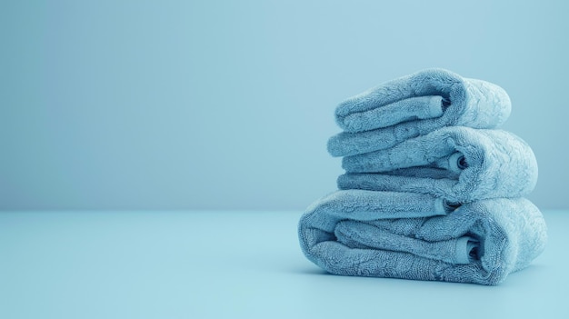 A collection of folded towels resting on a table often used for decorative purposes or as a centerpiece