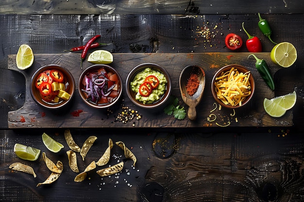 a collection of food including vegetables and spices