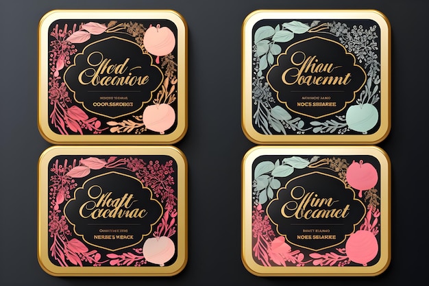 Photo a collection of four tins of various sizes of perfume