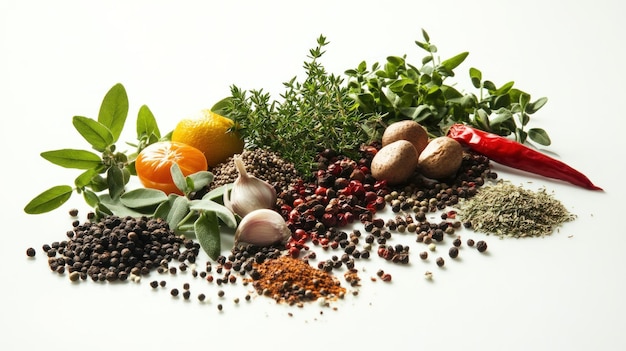 A Collection of Fresh Herbs Spices and Citrus Fruit