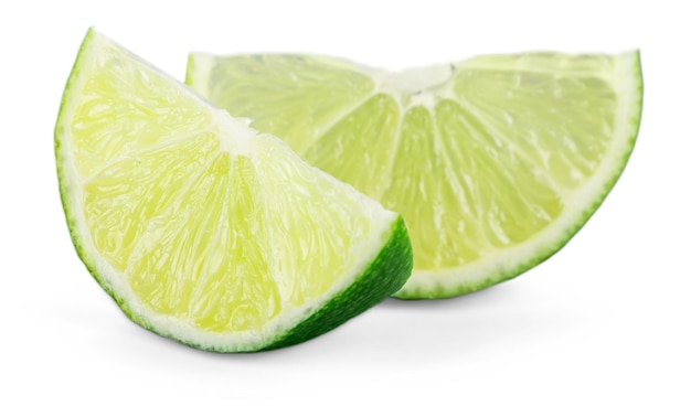 Collection Fresh lime and slice, Isolated on white background