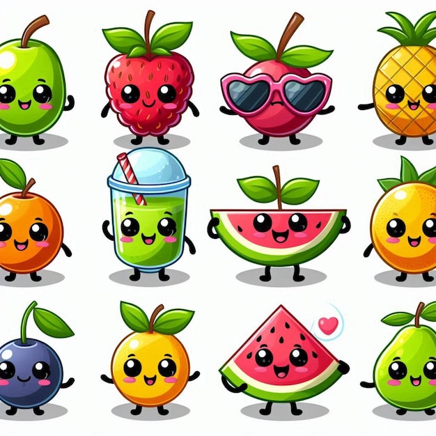 a collection of fruits including one with the others on the bottom