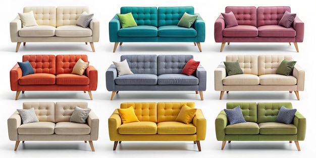 a collection of furniture including a sofa sofa and pillows