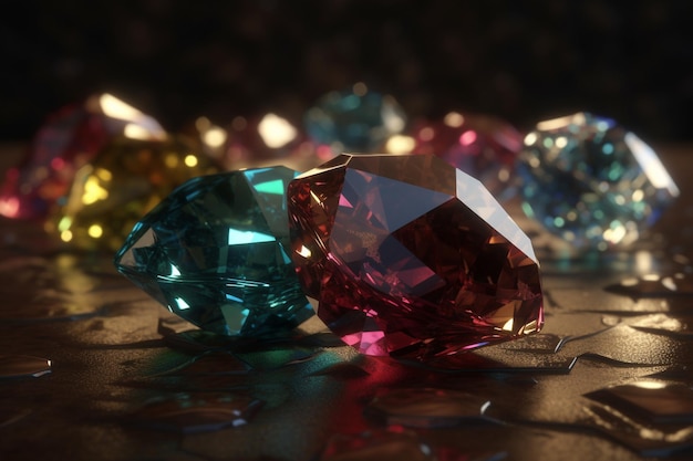 A collection of gemstones with a blurred background