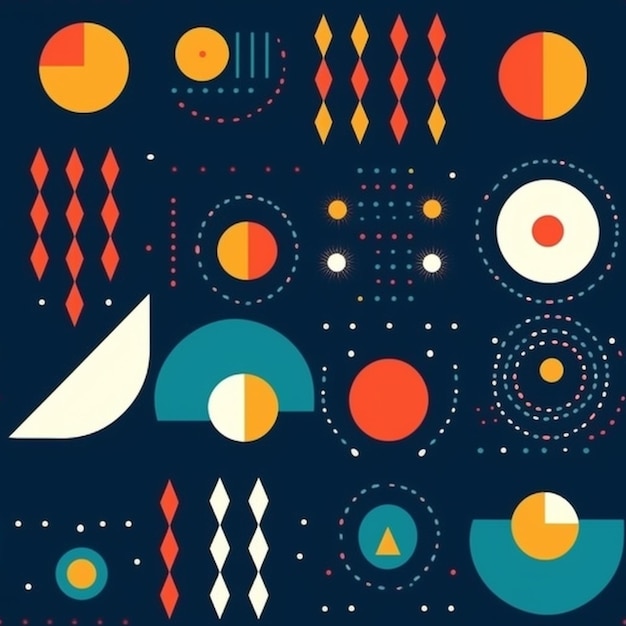 A collection of geometric shapes with different colors and shapes.