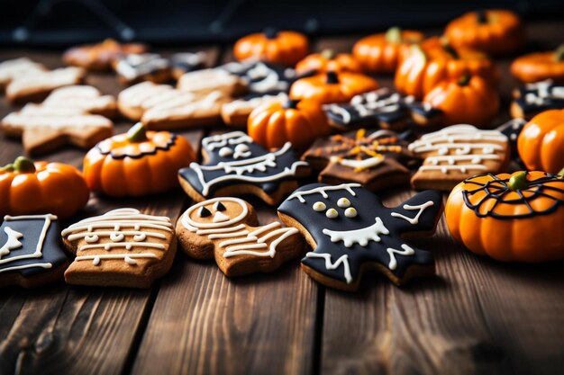 Photo a collection of gingerbread cookies with a cat on the front