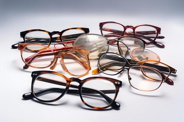 A collection of glasses including one that says'glasses '