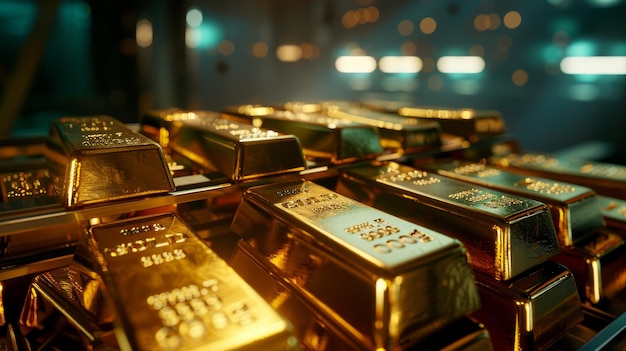 A collection of gold bars in a vault symbolizing wealth and financial security