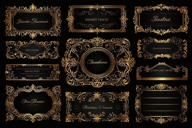 Photo a collection of gold and black cards with the name of the company