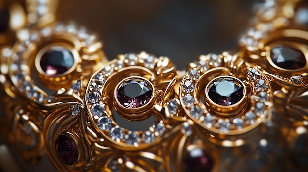 a collection of gold and diamond jewelry with diamonds