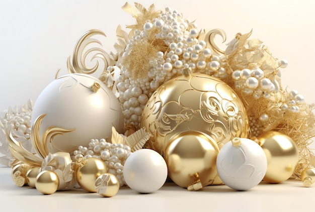 A collection of gold ornaments and ornaments on a white background