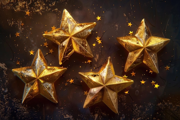 A collection of golden stars arranged on a table perfect for celebrations and special occasions