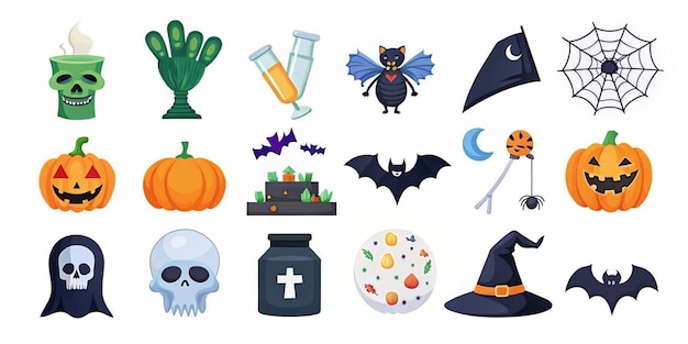 a collection of halloween items including a witch pumpkin and pumpkin