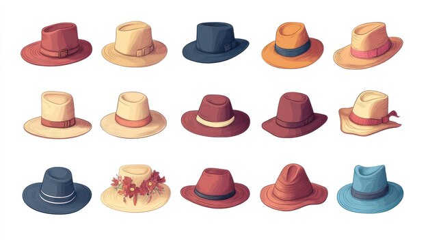 Photo collection of hats with different styles and colors