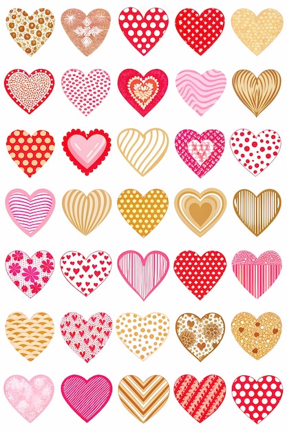 Photo collection of heart patterns in various styles for creative projects