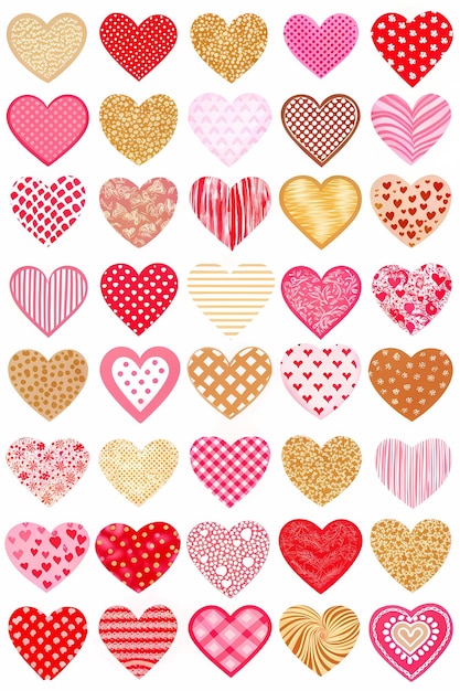 Photo collection of heart patterns in various styles for creative projects