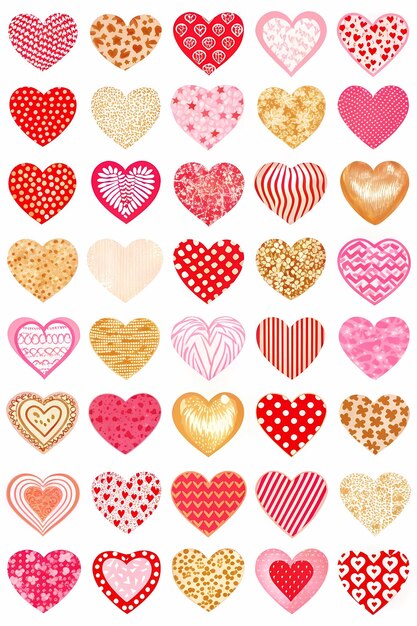 Photo collection of heart patterns in various styles for creative projects