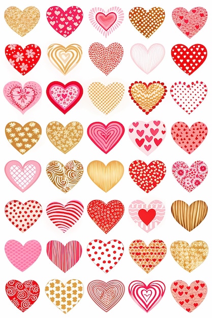 Collection of Heart Patterns in Various Styles for Creative Projects