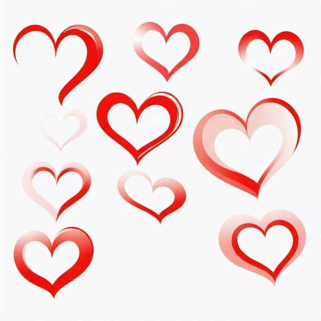 Photo a collection of hearts with a red and white background