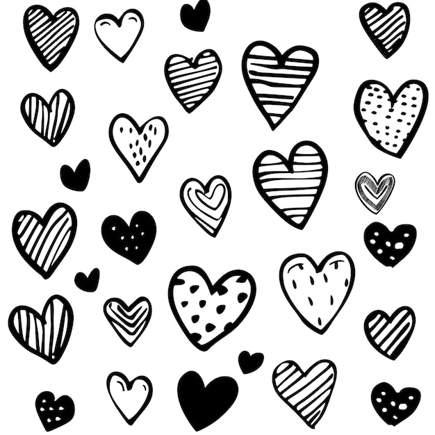 a collection of hearts with a white background that says hearts