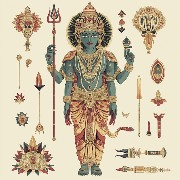 Collection of Hindu Gods and Goddesses elements