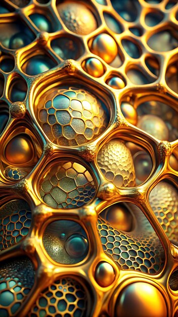 Photo a collection of honeycombs with the blue and yellow colors