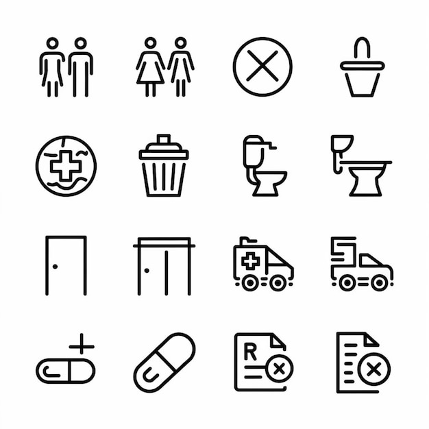 Photo a collection of icons including a man and woman