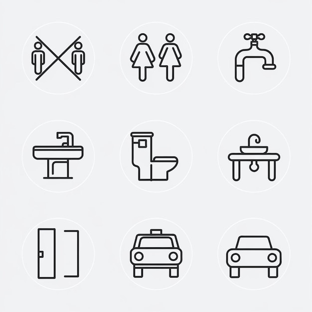 Photo a collection of icons including a toilet and a sink