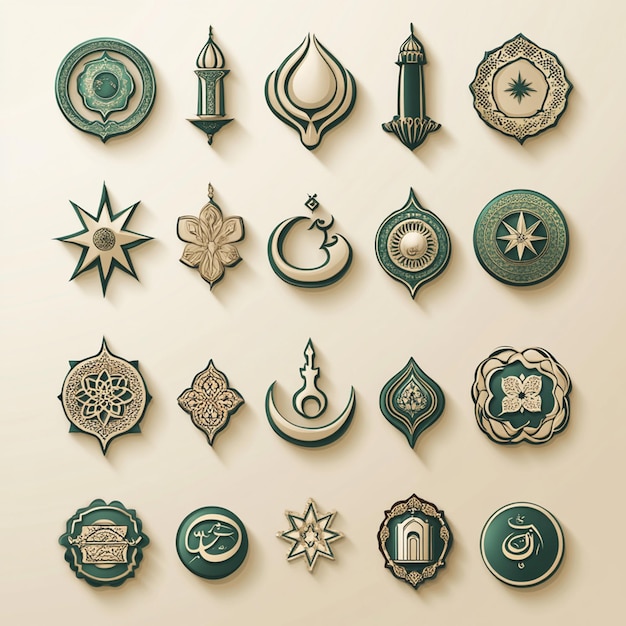 Photo collection of islamic religious symbol elements